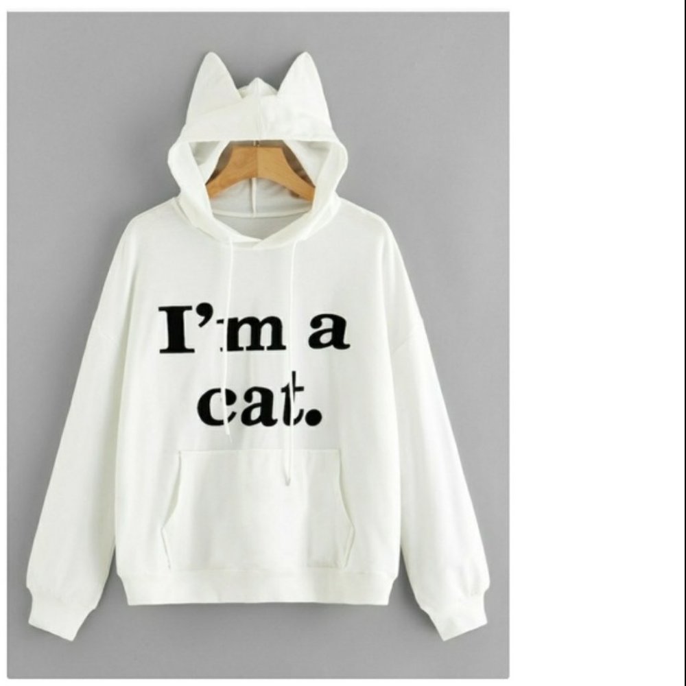 I'm a Cat White Pullover Hoodie
